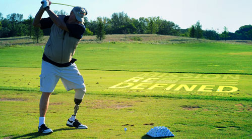 A photo of a Veteran golfing