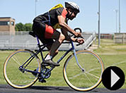 Veteran riding a bicycle