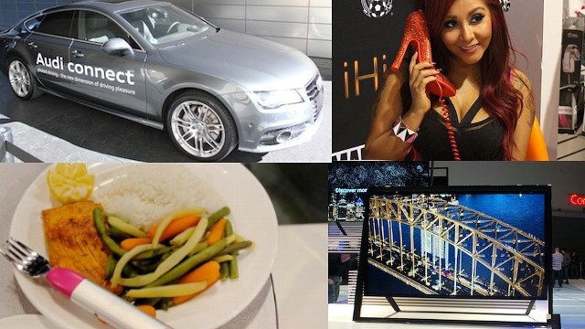 PHOTO: Audi's piloted parking car, Snooki's bling bling phone, the HapiFork, and Samsung's S9 Ultra HD were all shown at CES 2013.