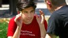 PHOTO: Business partners Aaron Swartz, left, and Simon Carstensen, right, have a working lunch outside in Cambridge, Friday, Aug. 31, 2007.