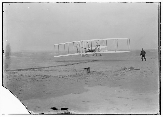 [First flight, 120 feet in 12 seconds, 10:35 a.m.; Kitty Hawk, North Carolina] (LOC)