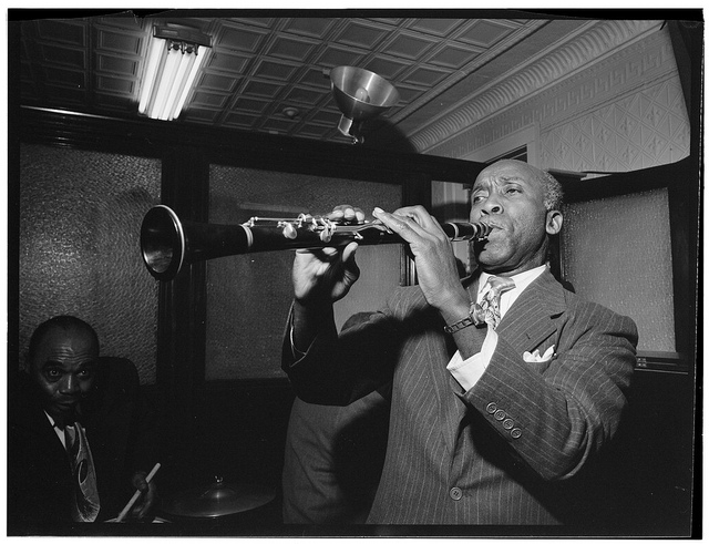 [Portrait of Fess Williams and Freddie Moore, William P. Gottlieb's office party, Jamaica, Queens, New York, N.Y., ca. 1948] (LOC)