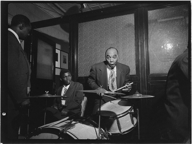 [Portrait of Freddie Moore and Joe Thomas, William P. Gottlieb's office party, Jamaica, Queens, New York, N.Y., ca. 1948] (LOC)