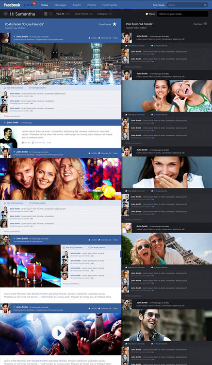 Facebook redesign concept by Fred Nerby