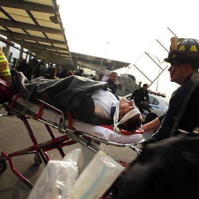 Photo: Photo: An injured person is carried to a waiting ambulance following an early morning ferry accident during rush hour today in New York City.

A commuter ferry carrying passengers to New York City from New Jersey crashed into a pier near the financial district, sending bodies flying and injuring dozens | http://bloom.bg/VPgqY2 

(Spencer Platt/Getty Images)