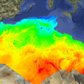 Karte der direkten Sonneneinstrahlung (Kilowatt/Quadratmeter) in Nordafrika