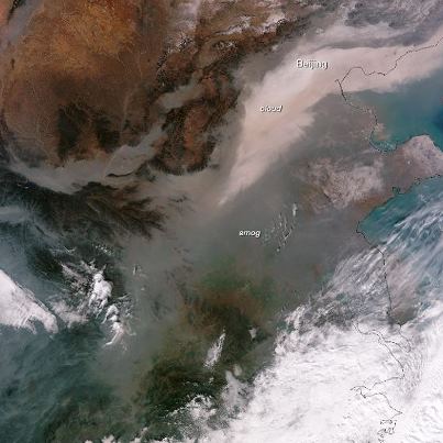 Photo: Beijing's extreme air pollution can be seen from space. (Image: NASA/NOAA)

http://www.theatlanticcities.com/neighborhoods/2013/01/nasa-satellite-image-shows-beijing-drowning-lake-smog/4397/