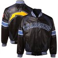 San Diego Chargers Black-Navy Blue Elite Varsity Full Zip Leather Jacket