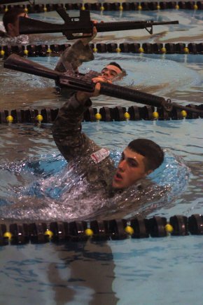 More than 300 cadets from the Classes of 2014 and 2015 participated Oct. 20, 2012, in the Military Individual Advanced Development program selection process. This process included standard evaluations cadets are familiar with like the Army Physical Fitness Test, the Indoor Obstacle Course Test, Combat Water Survival Test and a ruck march. After this core assessment, cadets were split into platoons for school-specific evaluations.