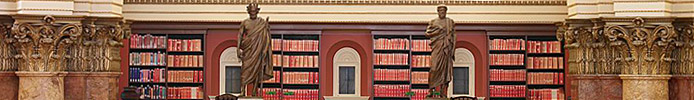 Main Reading Room. Portrait statues of Homer and Plato along the balustrade. Library of Congress Thomas Jefferson Building, Washington, D.C., Carol Highsmith, photographer