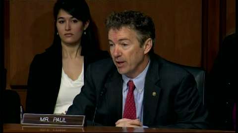 Sen. Rand Paul and Secretary of State Hillary Clinton during the Senate Foreign Relations Committee hearing on the attacks in Benghazi.