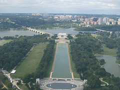 Reflecting Pool and Lincoln Memorial viewed from the Washington Monument
