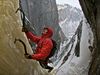 Picture of Chad Peele ice climbing in the Western Fjords, Norway