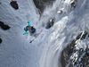 Picture of Richard Permin skiing off a cliff in Chile