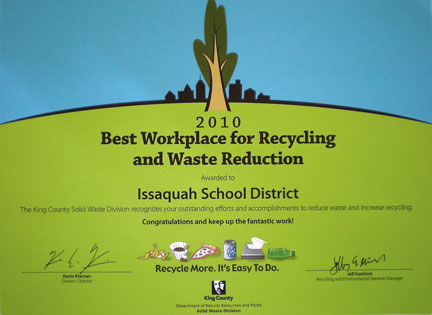 District wins King County Best Workplace for Recycling Award 