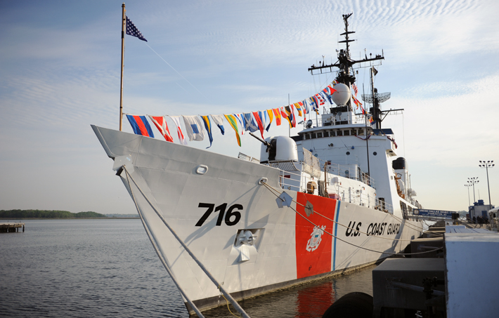 Coast Guard Cutter Dallas during decommissioning ceremony.