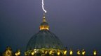 Lightning strikes St Peter"s dome at the Vatican 