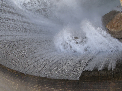 Looking straight down on the overflow of the Sun River Diversion Dam. Photo by Joe Rohde, Reclamation.