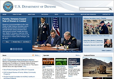 Image of the Department of Defense website.