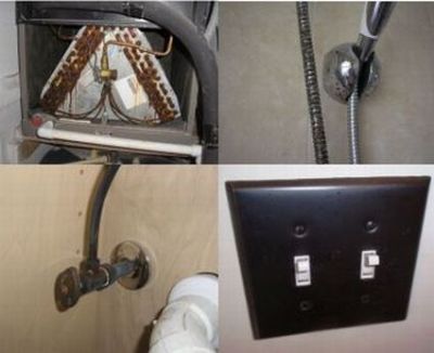 Light switch plate, air conditioning coils and plumbing fixtures