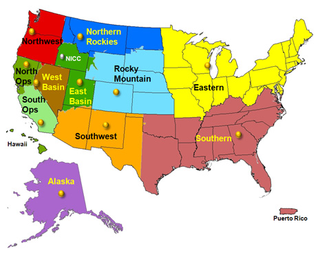 Map of Geographic Area Coordination Centers