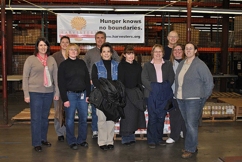 USDA employees from Rural Development and the Animal and Plant Health Inspection Service assist at Harvesters, a local food bank.