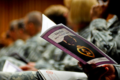 The program for a Purple Heart ceremony at Walter Reed National Military Medical Center.