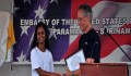 Ambassador Anania congratulates contest winner Ruchira Chote-Photo by: State Dept.