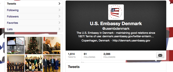 U.S. Embassy Denmark Twitter page