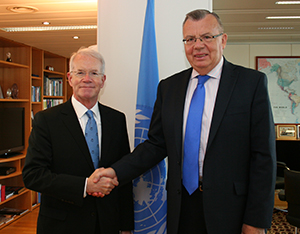 Ambassador Joseph Macmanus (left) and Director-General Fedotov (right) Photo: UNOV.