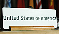 United States nameplate at the Hofburg Congress Center. (USOSCE/Colin Peters)