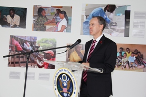 Ambassador Griffiths speaking at the PEPFAR Photo Exhibition 
