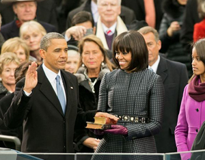 Barack and Michelle Obama bei der Angelobung