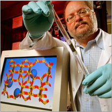 Inventor Chris Marshall shows the new catalyst that could help remove nitrogen oxides from diesel engine exhaust while saving energy.