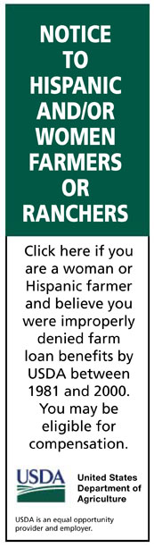 Click here if you are a woman or Hispanic farmer and believe you were improperly denied a farm loan