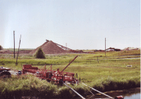 Sand and gravel operation and irrigation pump at Painted Woods Creek near Washburn, North Dakota