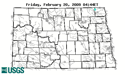 Map of flood and high flow conditions (North Dakota)