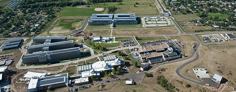 An aerial of the campus of the National Renewable Energy Laboratory.