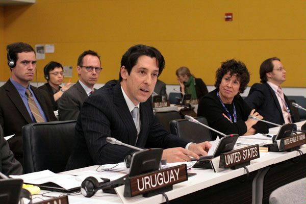 U.S. Ambassador Joseph Torsella speaks about civilian capacity in the aftermath of conflict at UN headquarters