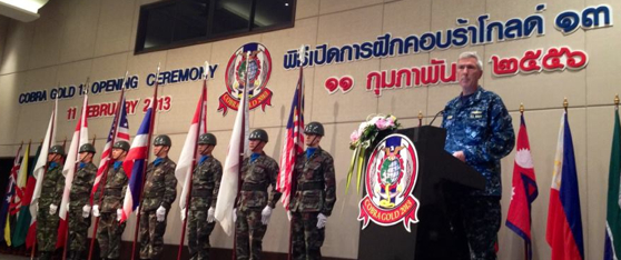 (February 11, 2013) Admiral Locklear, U.S. Pacific Command at the opening ceremony of the 32nd Cobra Gold Multinational Military Exercise in Chiang Mai.