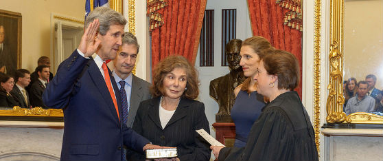 John Kerry was sworn in as the 68th Secretary of State of the United States, the first sitting Senate Foreign Relations Chairman to become Secretary in over a century.