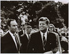 Harris Wofford with President John F. Kennedy Jr. on the South Lawn of the White House for the sendoff of some of the first Peace Corps volunteers in 1962.