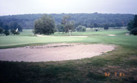A view along the central axis of the trichloroethylene (TCE) plume toward Green Pond Brook across the Picatinny Arsenal golf course (circa 1992). The lower half of the TCE plume flowed under the golf course and discharged to Green Pond Brook