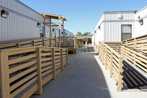 Exterior of training builidngs with wheelchair ramps