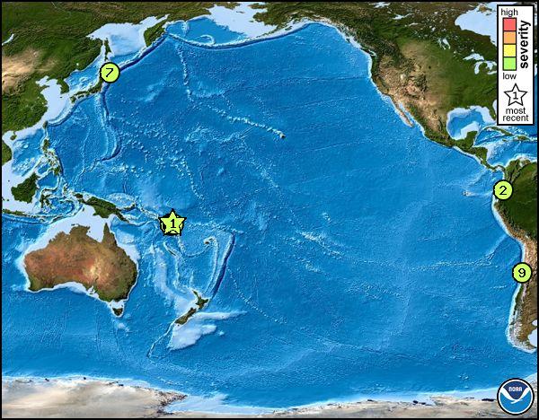 Tsunami Messages for the Pacific Ocean (Past 30 days)