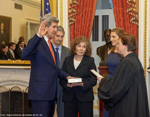 John Kerry is sworn in as Secretary of State.