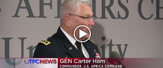 Army Gen. Carter F. Ham, commander of U.S. Africa Command, addresses students and faculty at the Ralph J. Bunche International Affairs Center at Howard University in Washington, D.C., Jan. 24. Howard University is home to the nation’s oldest Africa Studies program.