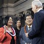 Vice President Biden, in his role as president of the U.S. Senate, swears in Senator Mazie Hinoro of Hawaii at the U.S. Capitol in Washington January 3. 
