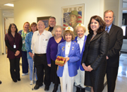 President Arlene Lodgen and Arlene Kaplan, of the National Ladies Auxiliary for JWV and VAVS representatives George and Dorothy Katz with Acting Director Christine Croteau, Veterans and Staff of the Bedford VA