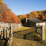 Rustic log cabin at the historic Hensley Settlement